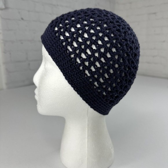 Handmade New The Clem Hobbii Friends Cotton Silk in Navy Knit Beanie- Adult S/M - Picture 3 of 10
